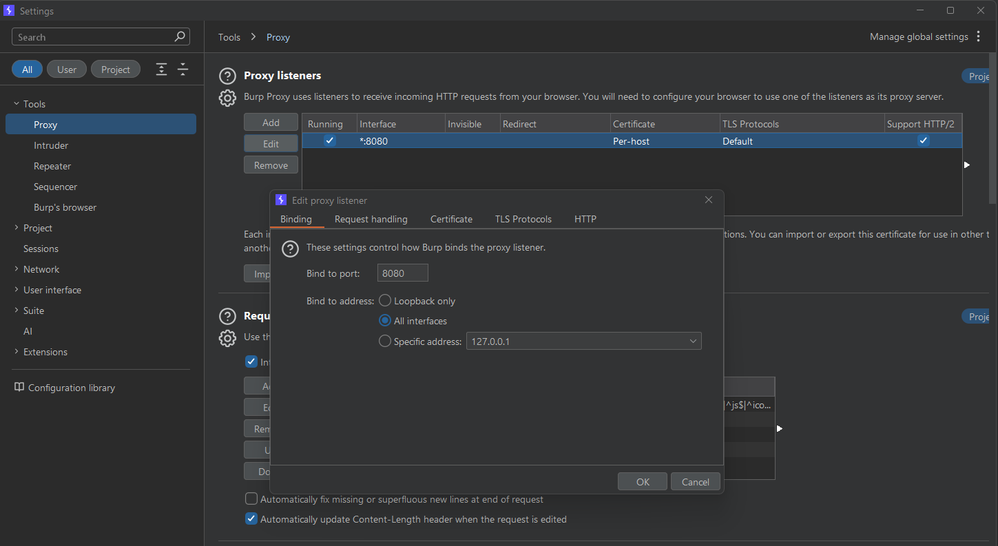 Burp Listener Config